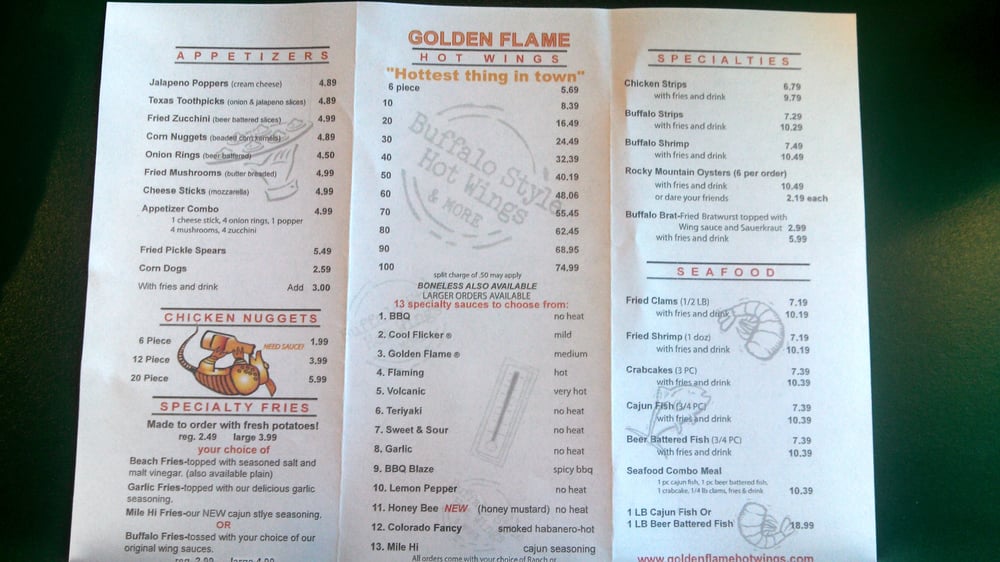 Golden Flame Hot Wings Chicken Wings Parker, CO Reviews Photos