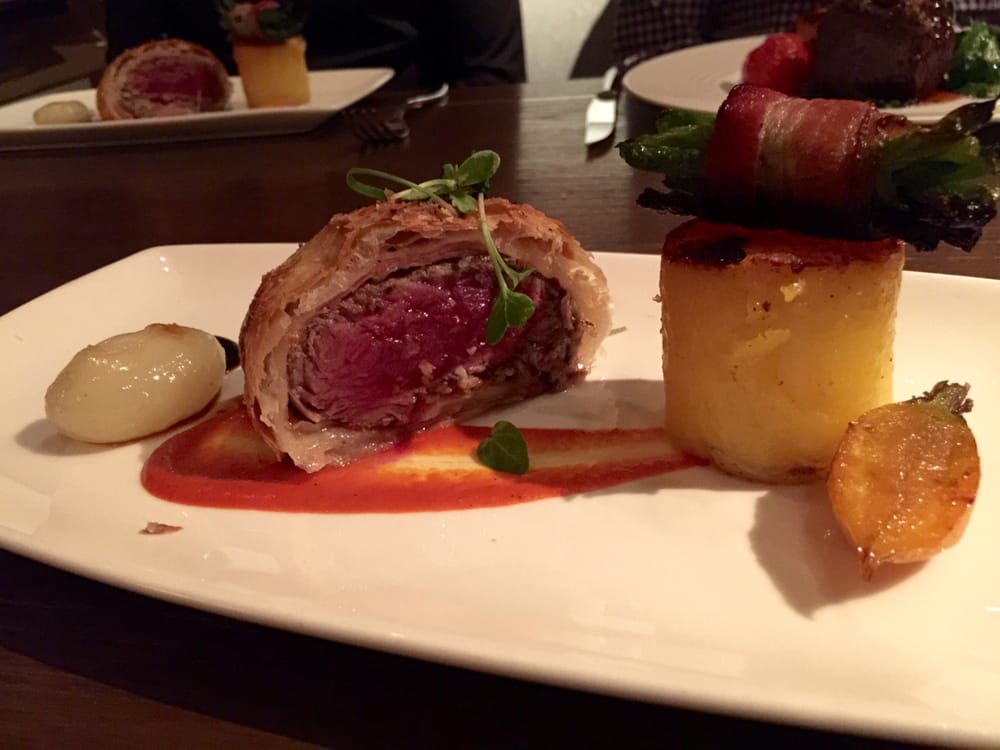 beef Wellington with potato and bacon wrapped asparagus | Yelp
