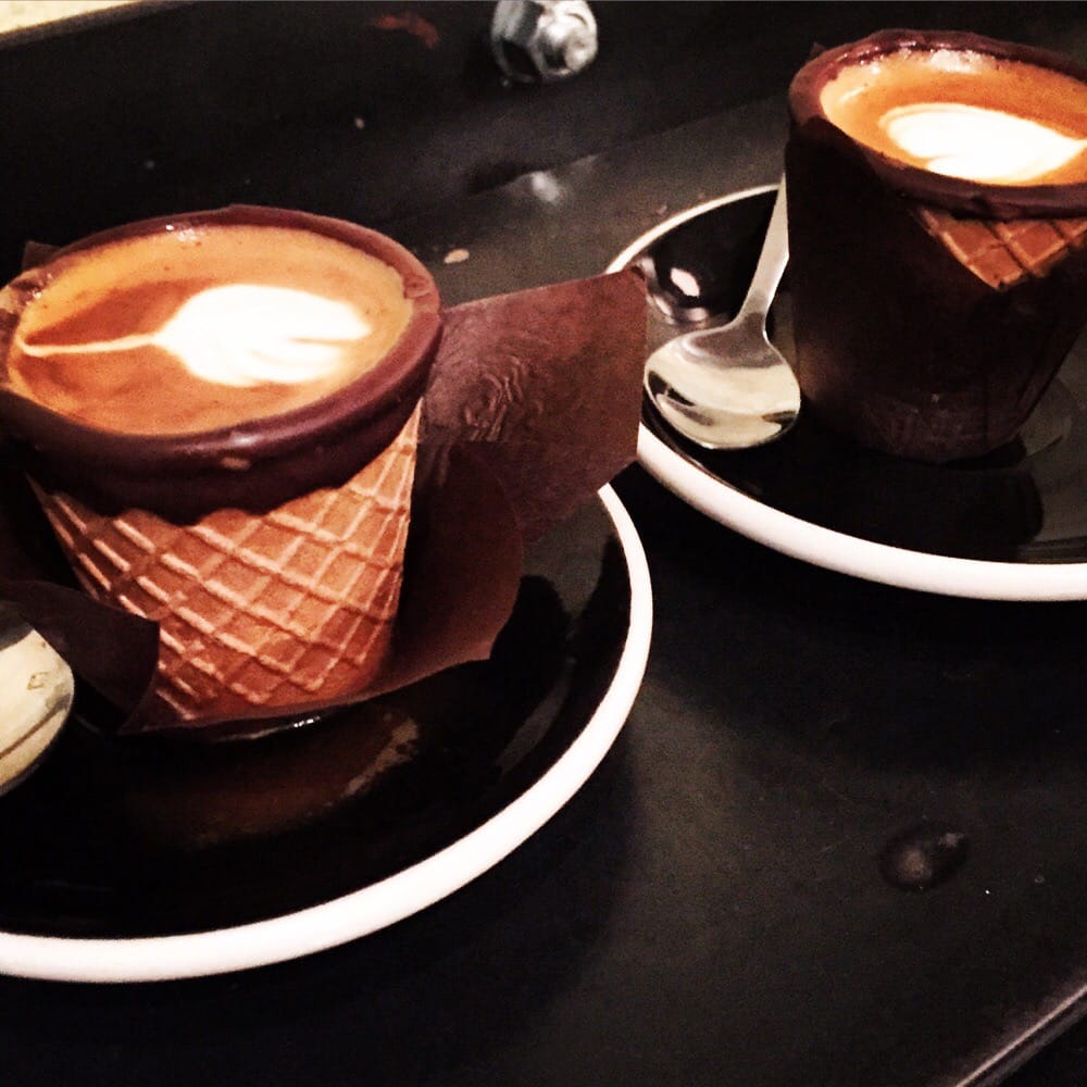 Alfred Coffee & Kitchen - Los Angeles, CA, United States. Espresso shots in waffle cups.