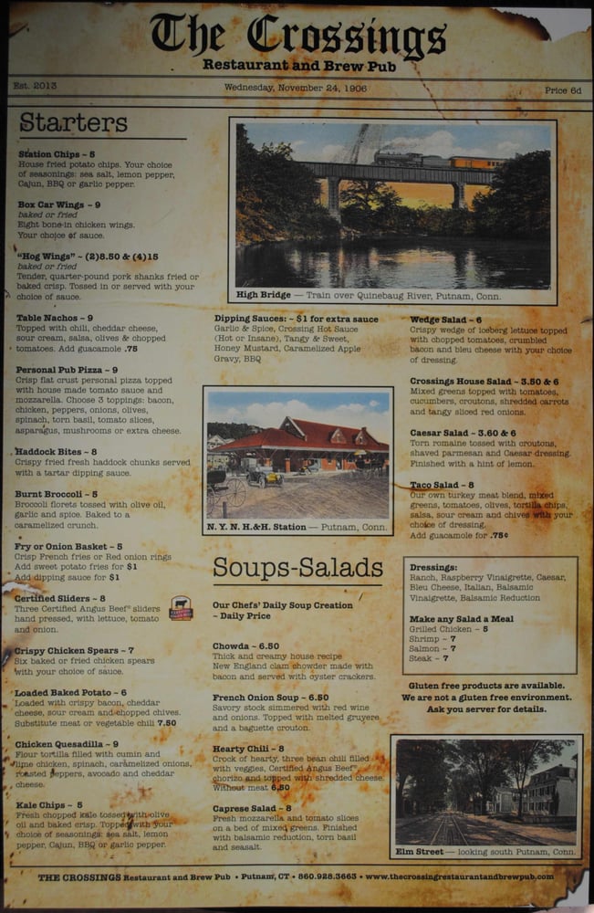 The Crossings Restaurant & Brew Pub Pubs 45 Main St Putnam, CT