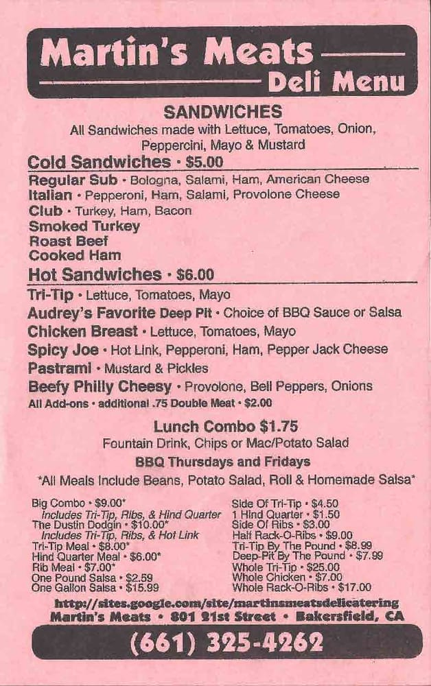 Martin’s Meats & Catering Meat Shops Bakersfield, CA Reviews