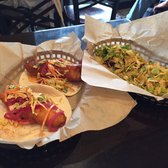 Del Seoul - Chicago, IL, United States. Left: fish tacos Right: shrimp & pork facos