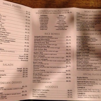 Osaka Japanese Food & Sushi - San Diego, CA, United States. Menu