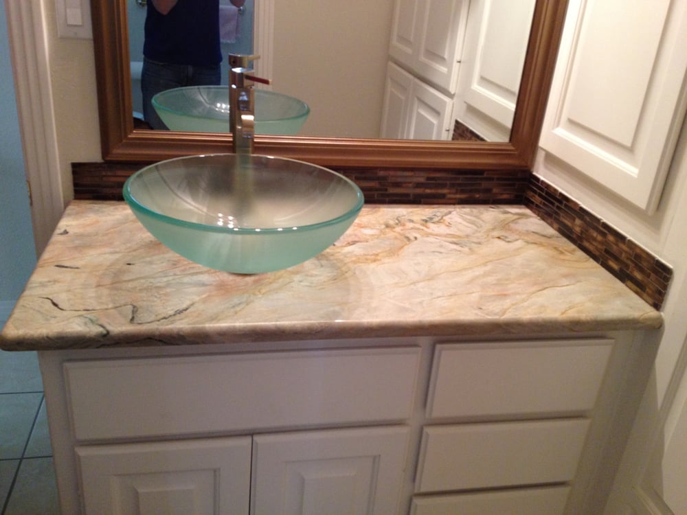 bathroom granite countertop for a vessel sink