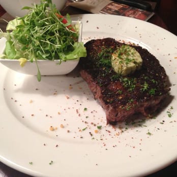 Bierbrasserie Cambrinus - Bruges, West-Vlaanderen, Belgium. Irish Ribeye steak, served with frites.
