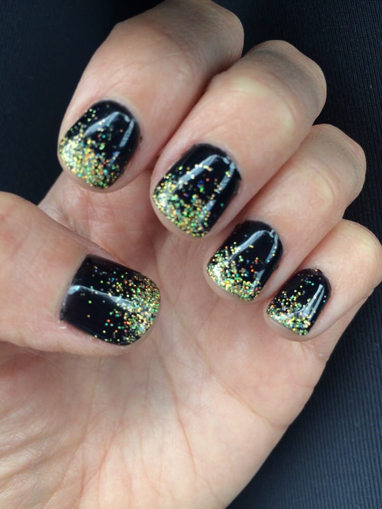Love my black and gold glitter shellac nails Yelp