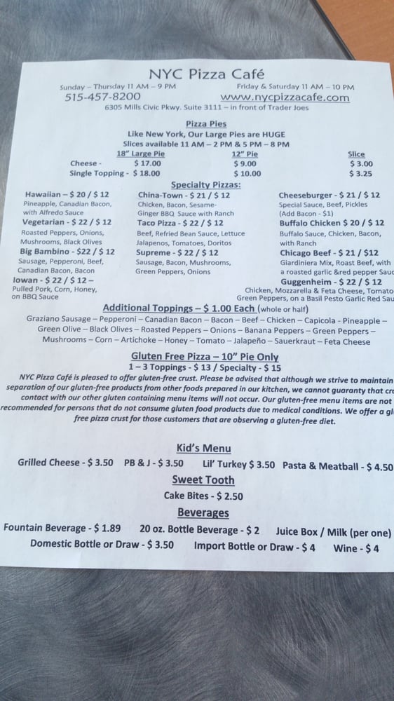 NYC Pizza Cafe 28 Photos Pizza West Des Moines, IA Reviews Yelp