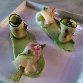 Kai Zan - Chicago, IL, United States. Grilled asparagus w/ fish/zucchini w/ sweet pea miso