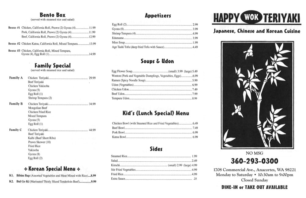 Happy Wok Teriyaki Sushi & Roll Asian Fusion Anacortes, WA Yelp
