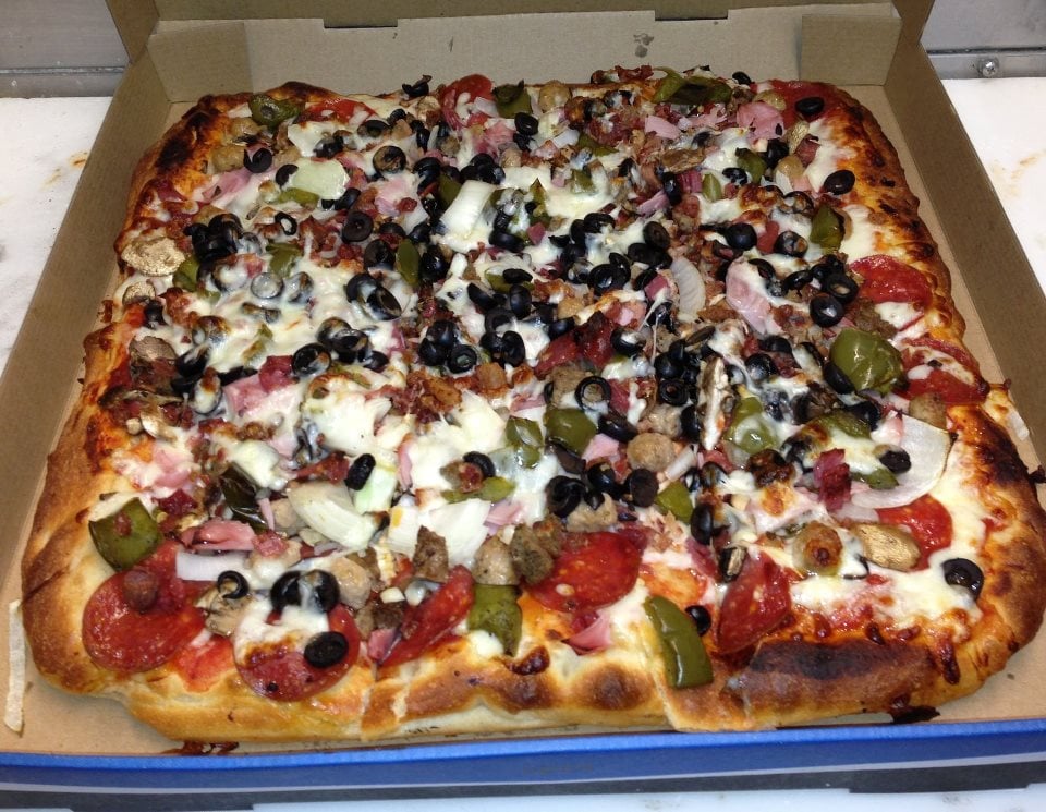 sicilian deluxe pizza thick crust pizza with the works one popular pie works pizza