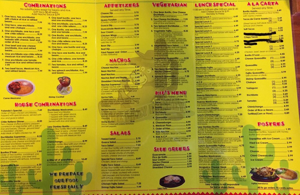 N Broadway Mexican Restaurant Menu N Broadway Mexican Restaurant Menu