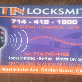 Tin Locksmiths 25 Photos 119 Reviews Keys 10886 Photo Of Tin Locksmiths Garden Grove Ca United States