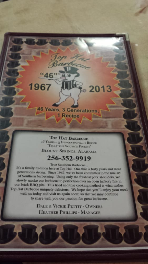 Online Menu of Top Hat Barbecue Restaurant, Hayden, Alabama, 35079 Zmenu