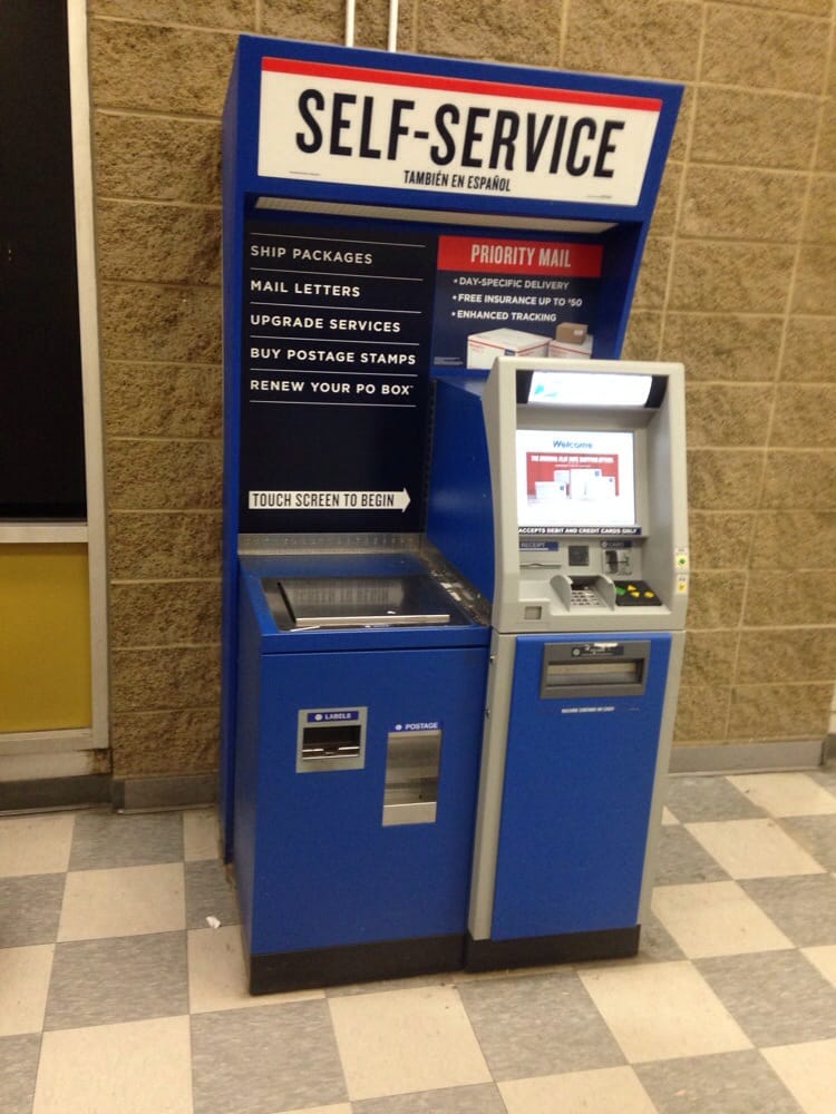 The selfservice postal machine is available 24/7 to mailing letters