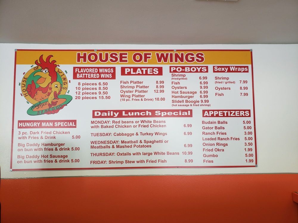 Online Menu of House of wings Restaurant, Slidell, Louisiana, 70460 Zmenu