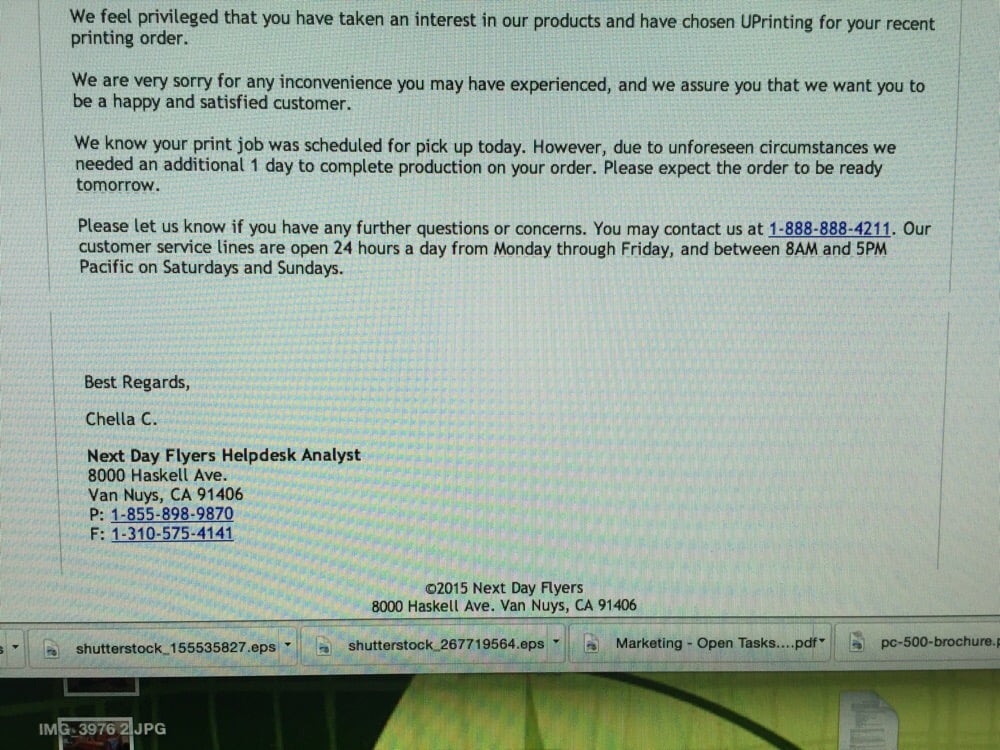 not reliable their customer service is over seas they dont call next day flyers service