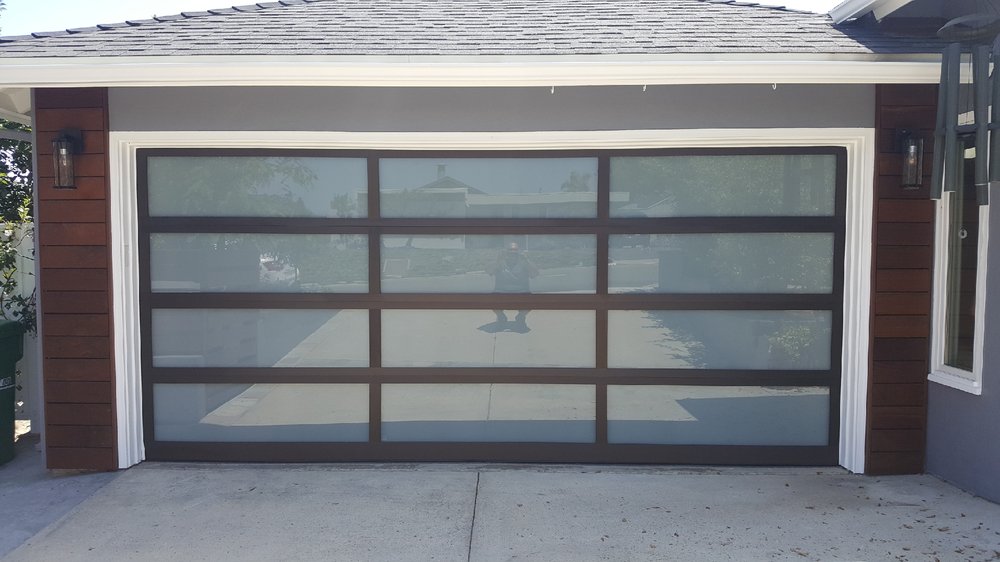 White Laminated Glass Garage Door Ideas Full View Glass Garage Door In Laa Beach Dark Bronze Aluminum