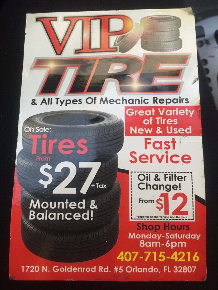 VIP TiresNew & Used Tires 1720 N Goldenrod Rd, Orlando, FL Phone