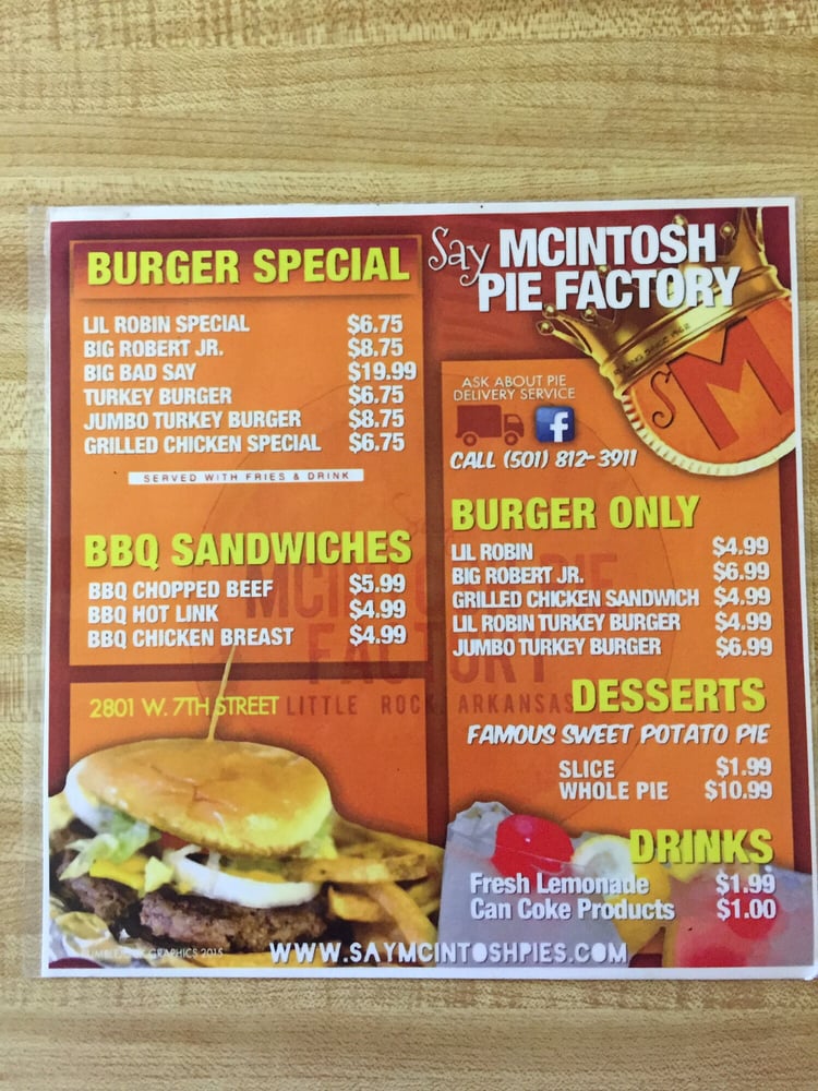 Say McIntosh CLOSED Burgers 2801 W 7th St, Little Rock, AR