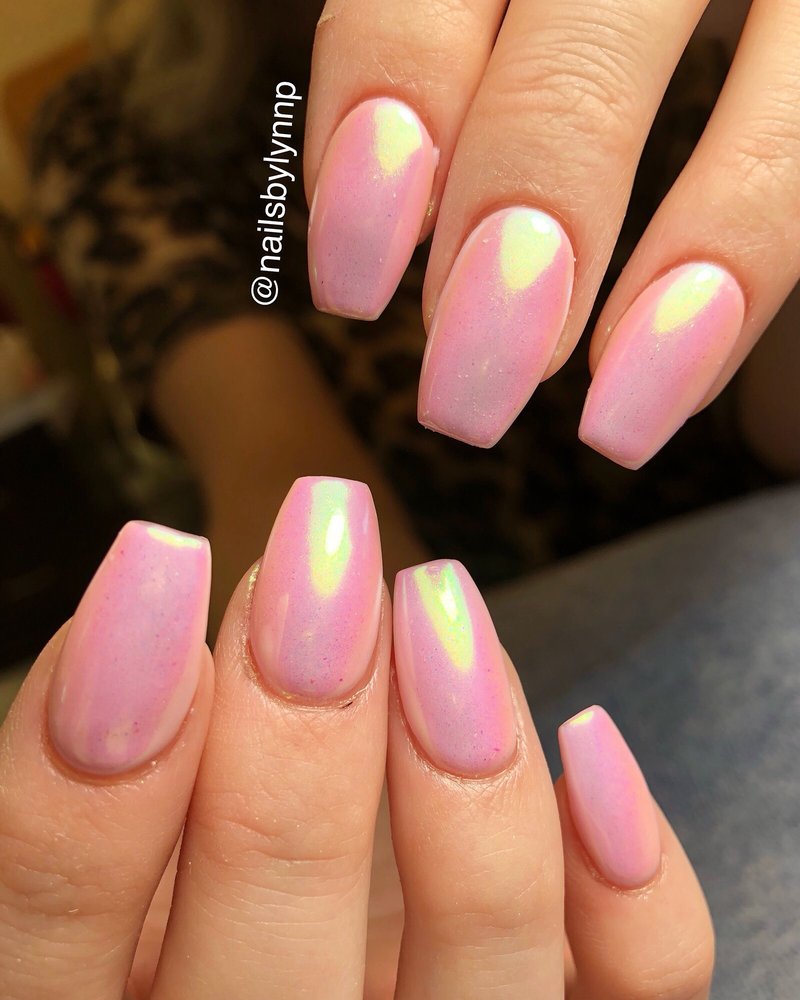 Pink gel polish with unicorn powder , Yelp