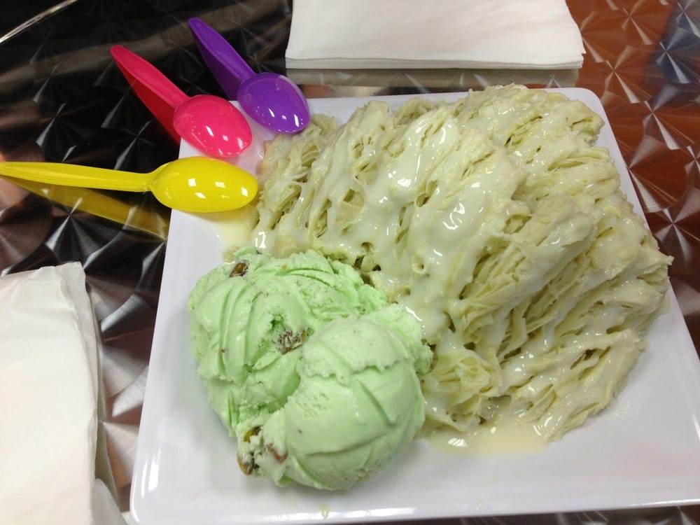 Snow flower shaved ice, green tea flavor with pistachio ice cream Yelp