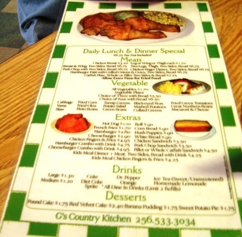 G Country Kitchen Huntsville Al Menu Country Kitchens