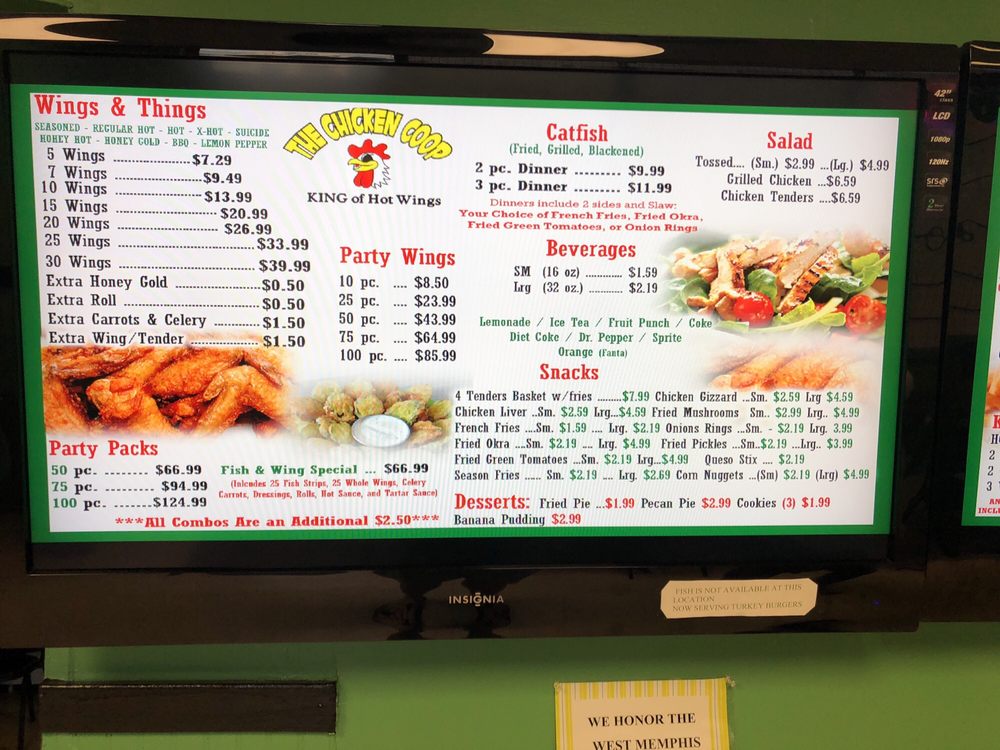 Online Menu of Chicken Coop Restaurant, West Memphis, Arkansas, 72301 Zmenu