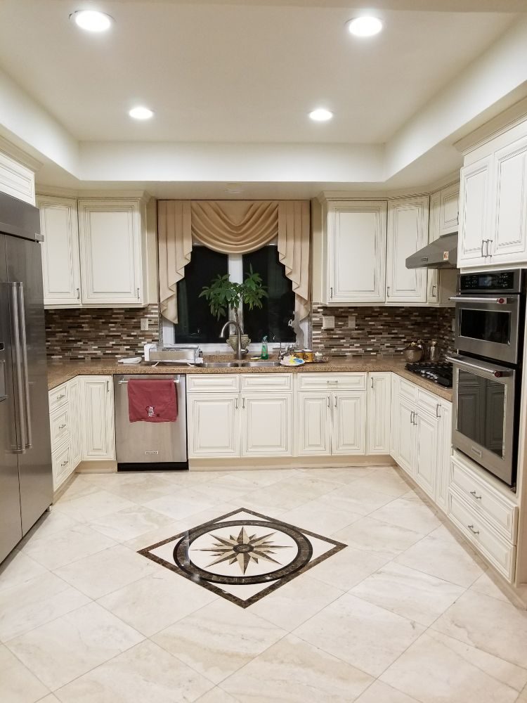 Kitchen Cabinets Quartz Counter Top And Travertine Flooring Done By Photo Of Magnolia Floorore Burbank Ca United States Kitchen Cabinets