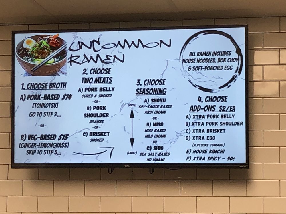 Photo of Uncommon Ramen - Leesburg, VA, United States. Menu
