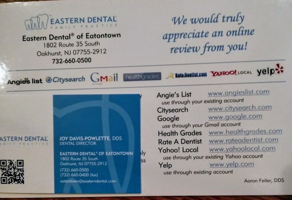 Eastern Dental of Eatontown General Dentistry 1802 State Route 35, Oakhurst, NJ Phone