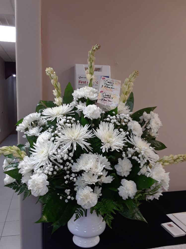 all white funeral flowers