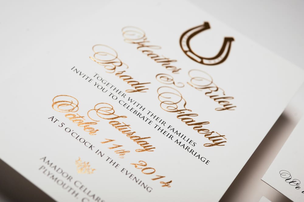 Custom Wedding Invitations Sacramento Printable Photo Of Throne Invitations Sacramento Ca United States Gold Foil Custom Horseshoe