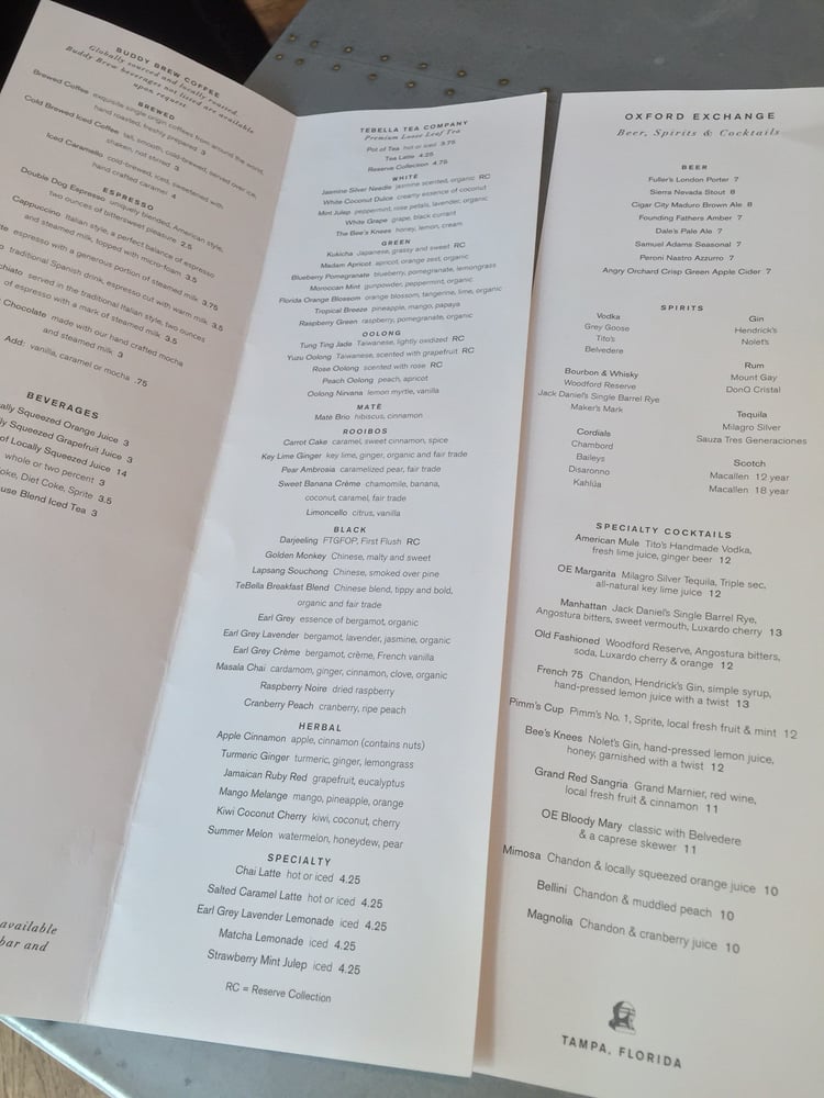 Menu Yelp Photo Of Oxford Exchange Tampa Fl United States Menu