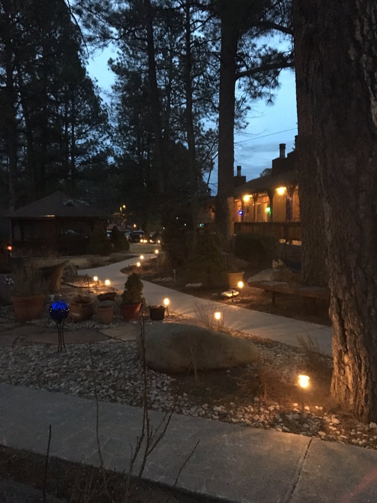 Outside The Lodge Pretty Walkways And The Hot Tub Is In That