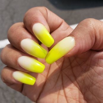 Bright yellow ombre nails by Nina at Perfect Nails , Yelp