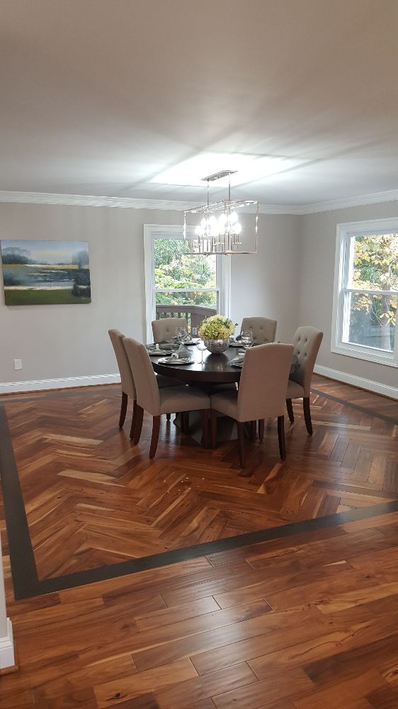 Creative Hardwood Design In Herringbone Pattern W Border To Define Photo Of Calabrese Home Improvement Leesburg Va United States Creative Hardwood Design