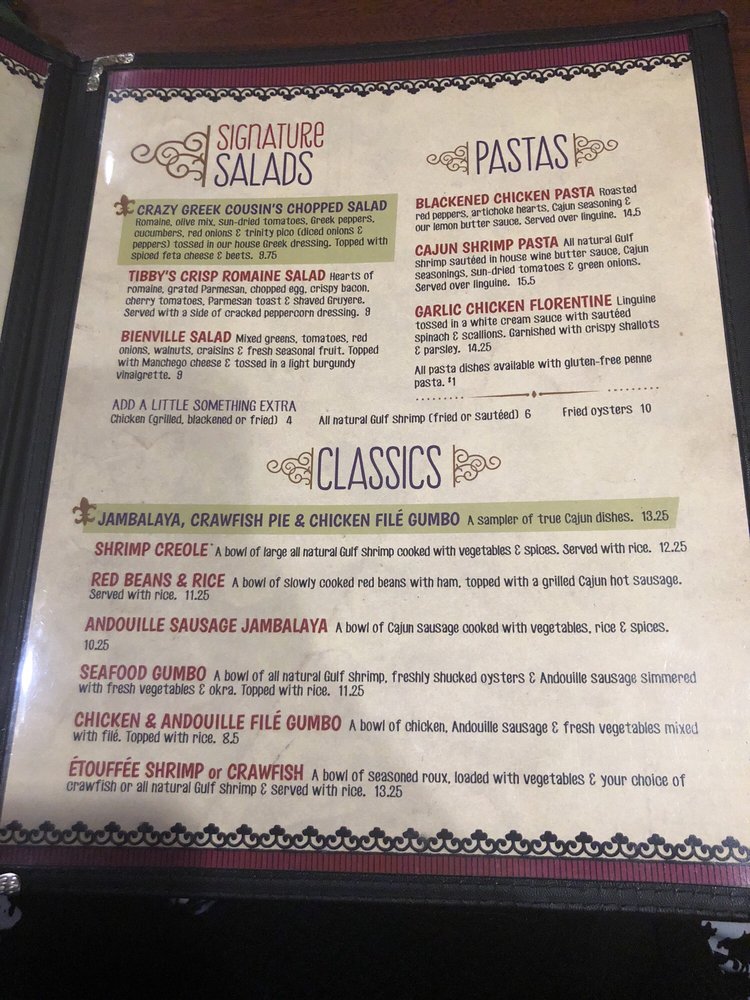 Tibby S New Orleans Kitchen Menu Tibby S New Orleans Kitchen Menu