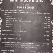 Photo of Mini Mogadishu - Portland, ME, United States. A shot of the menu..it was yummy!