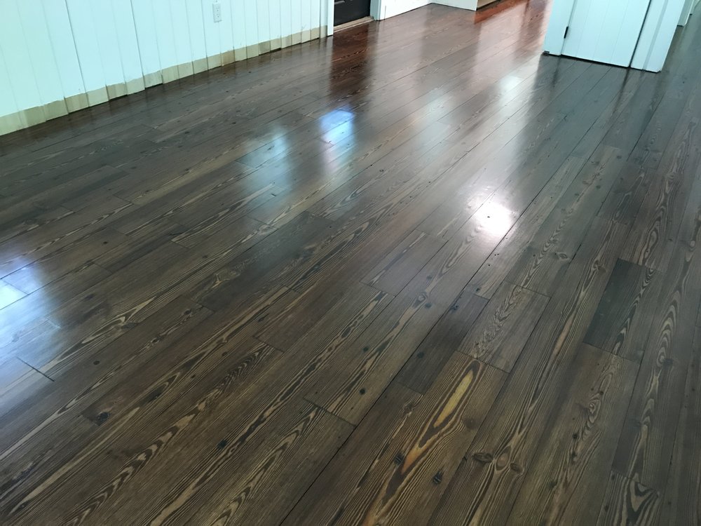 Sanded And Refinished Pine Flooring Custom Stain With A Satin Photo Of Quality Floor Service Hendersonville Nc United States Sanded And Refinished