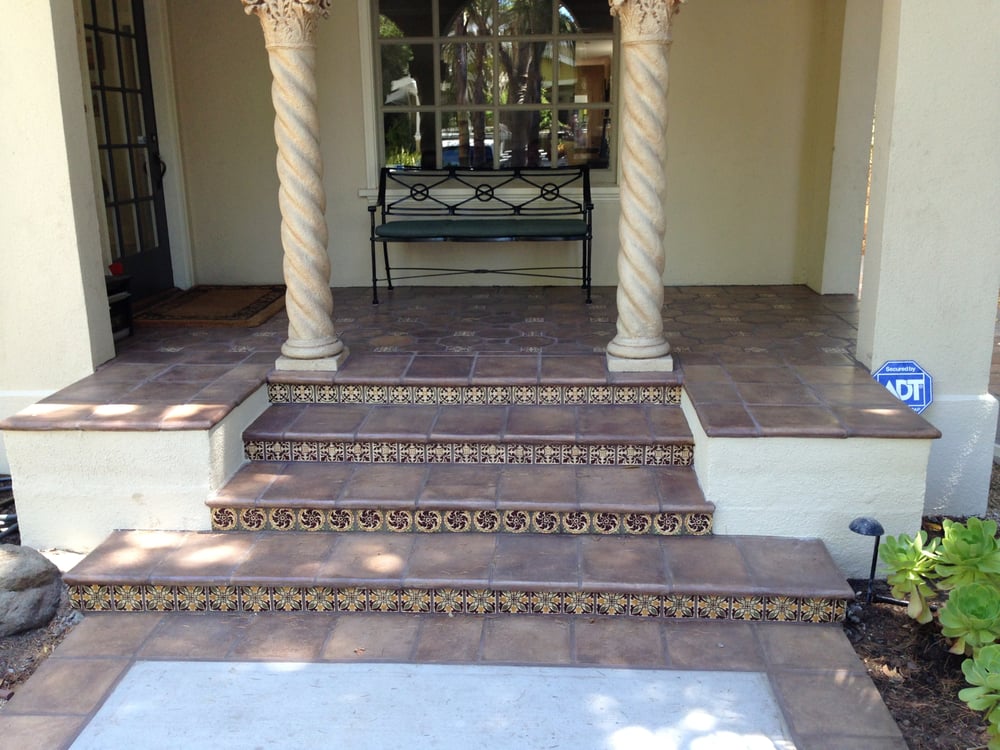 Palo Alto Front Porch With Custom Clay Tile Inlay Yelp Photo Of Renovatio Remodeling Contractors San Jose Ca United States Palo Alto