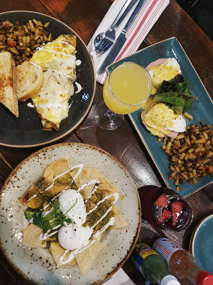Top Left Chorizo Omelette Right Traditional Eggs Benedict Photo Of Kitchen Table Henderson Nv United States Top Left Chorizo