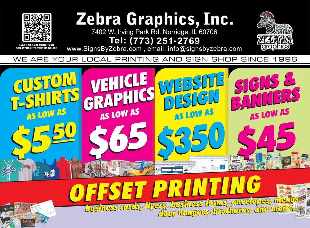 zebra graphics get quote signmaking 7402 w irving park rd sign shop flyer