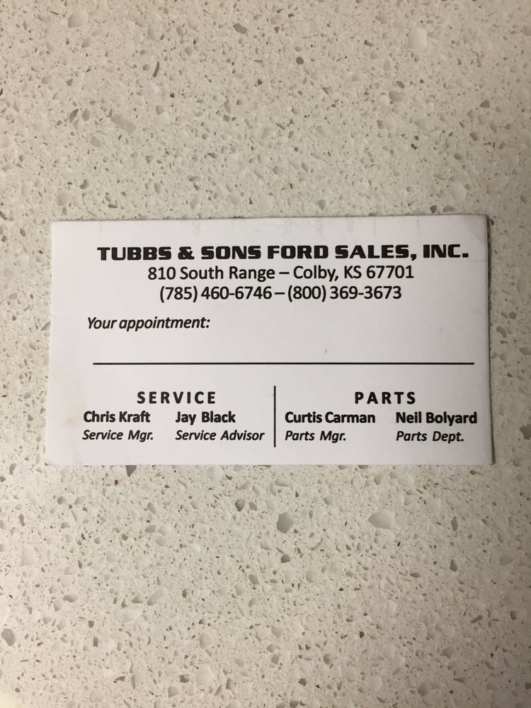 Tubbs & Sons Ford Sales Car Dealers 810 S Range Ave, Colby, KS