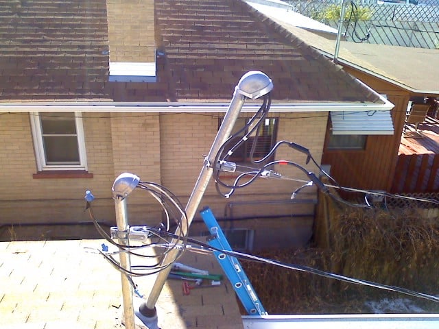 tree limb felled on overhead service bending the riser yelp