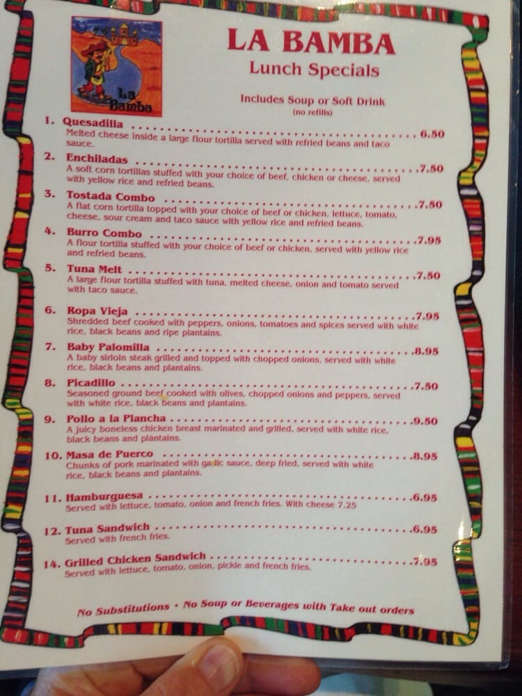 Spanish Lunch Menu