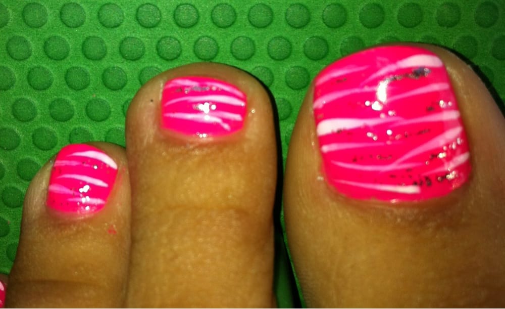 Hot pink with white and silver glitter zebra stripes Yelp