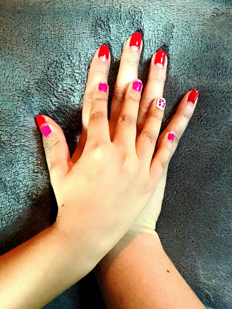 Gel Mani With Half Moon Design Violet Got The Works A Glitter