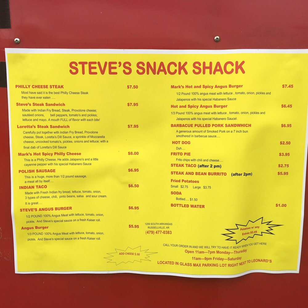 Steve’s Snack Shack Food Court 1209 S Arkansas Ave, Russellville