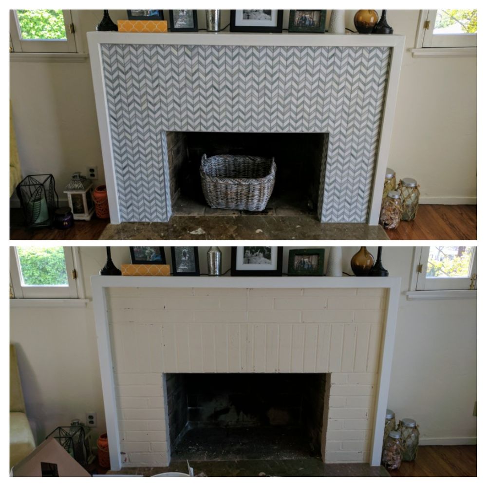 Fireplace Before And After With Mosaic Tile Purchased At United Photo Of United Tile Stone Los Angeles Ca States Fireplace