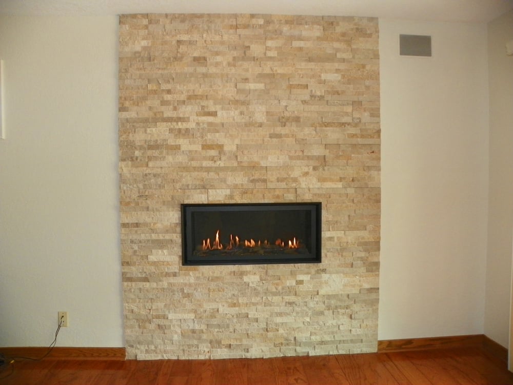New Modern Linear Gas Fireplace With Ledgestone Facade Yelp 19 Photos For Aaron Jackson Construction